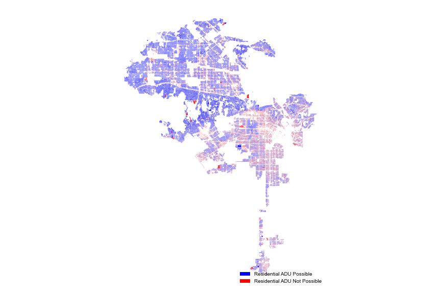 Map showing ADU-eligible properties in Los Angeles